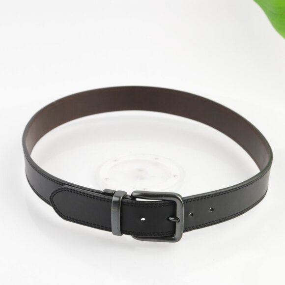 Levis Mens Belt Size 38 Sturdy Black Leather 2" Wide Stitched Durable Work - Picture 2 of 11